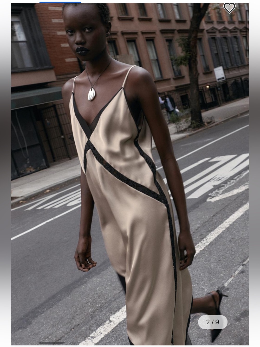 Zara Champagne Slip Dress with Black Contrast Trim - Picture 2 of 11